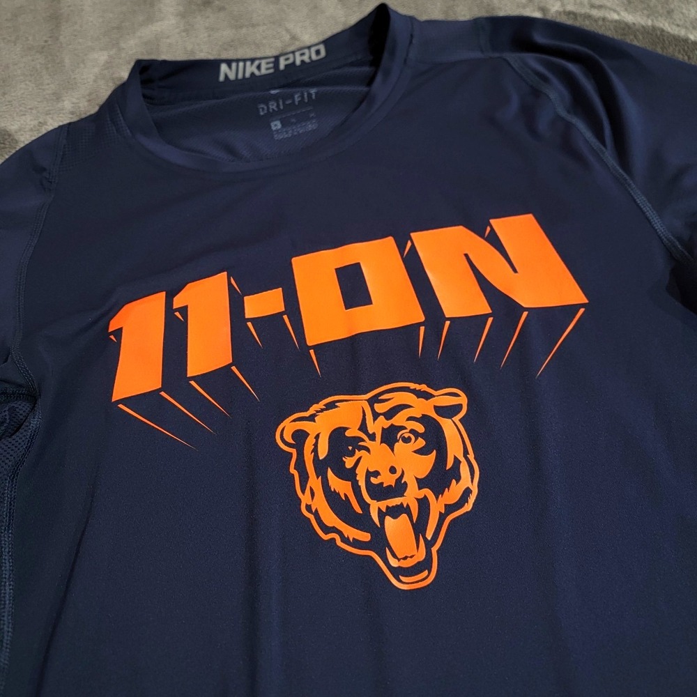 Chicago Bears Shirt Mens XL Blue Nike Pro 11-On Football Dri-FIT Compression